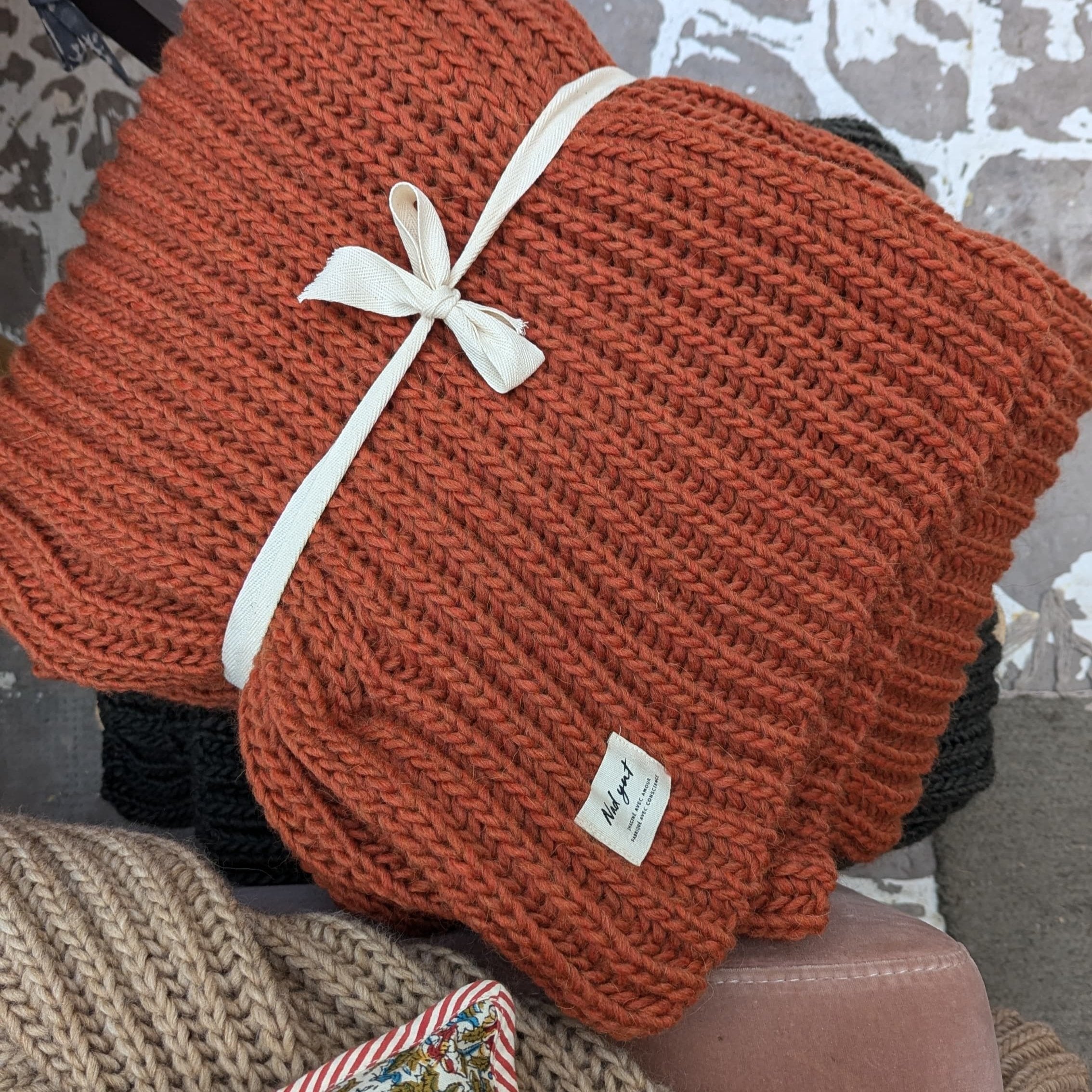 Nad Yut, Plaid en laine tressée - Brick