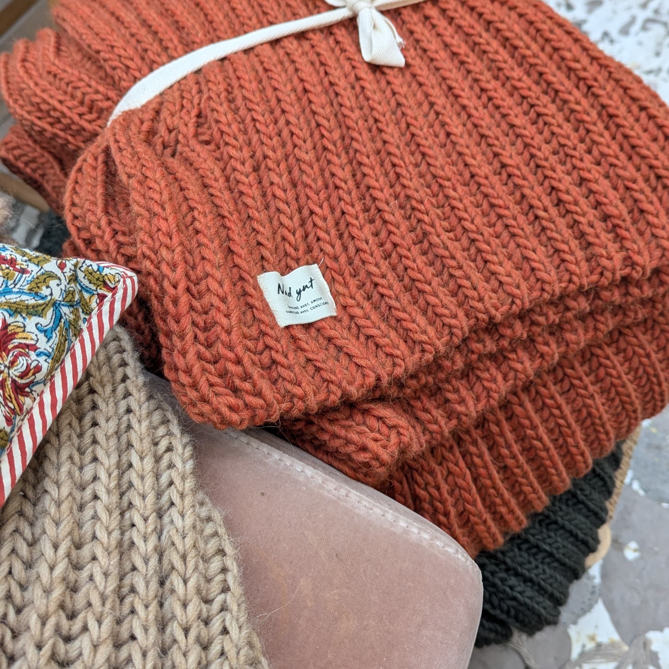 Nad Yut, Plaid en laine tressée - Brick