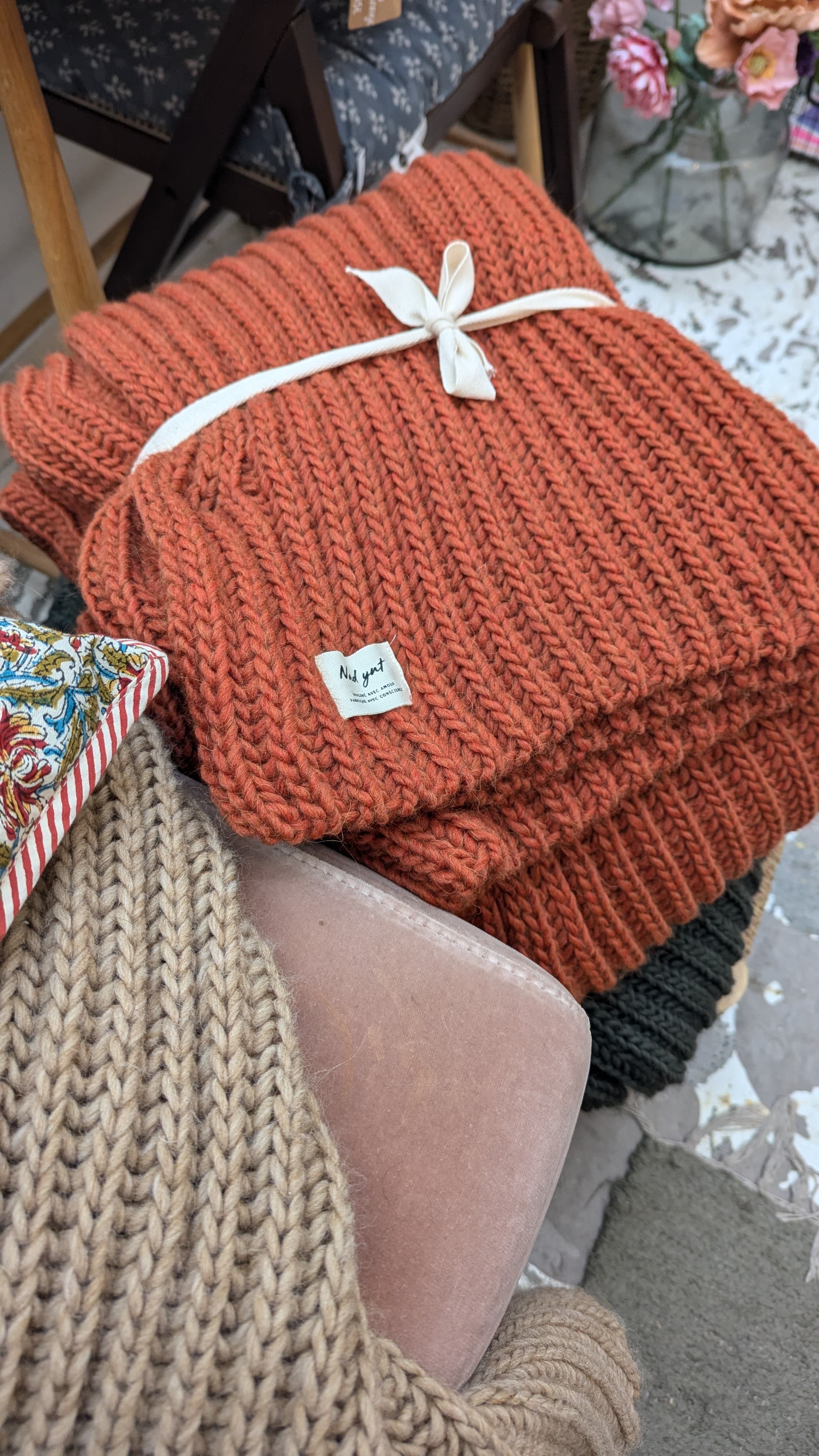 Nad Yut, Plaid en laine tressée - Brick