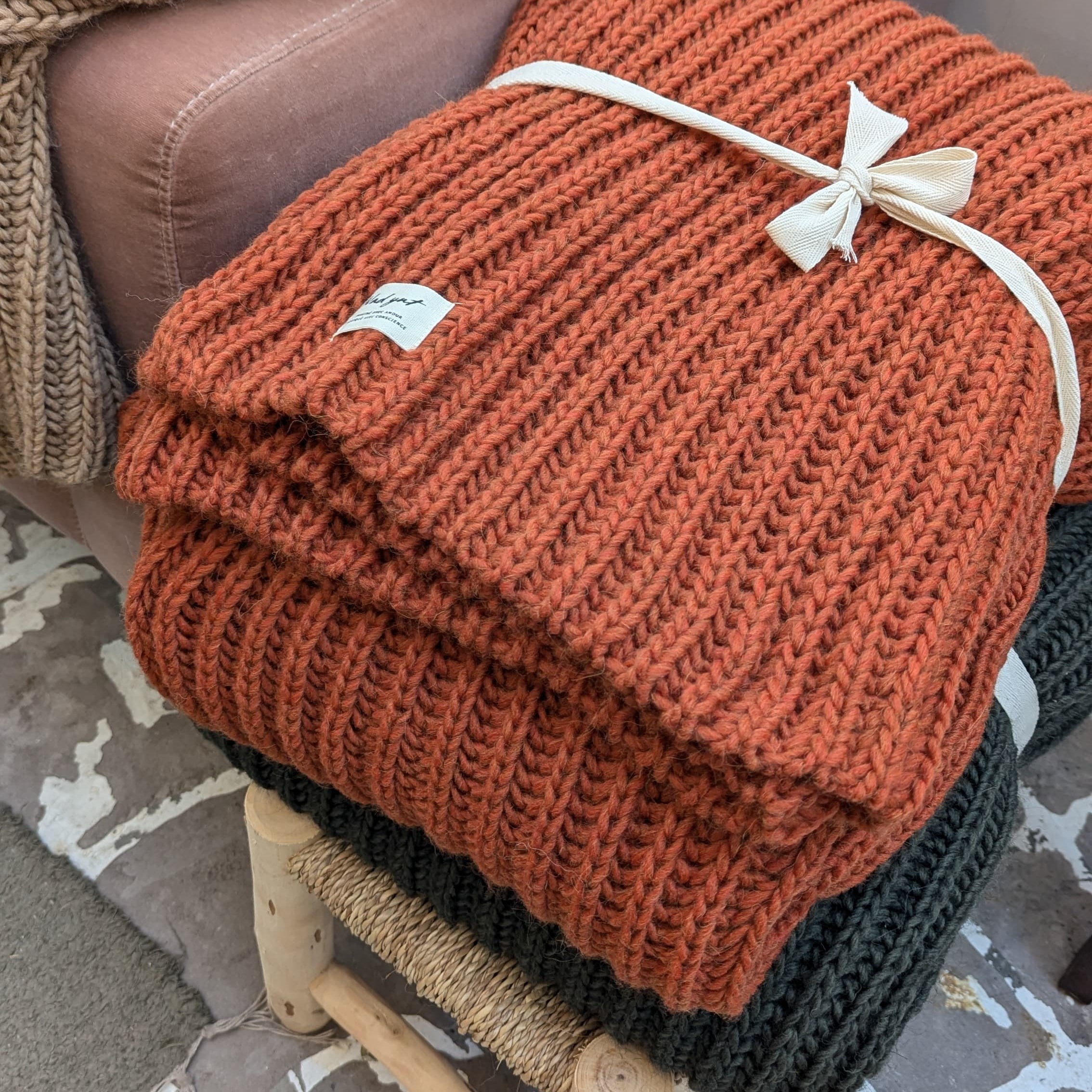 Nad Yut, Plaid en laine tressée - Brick