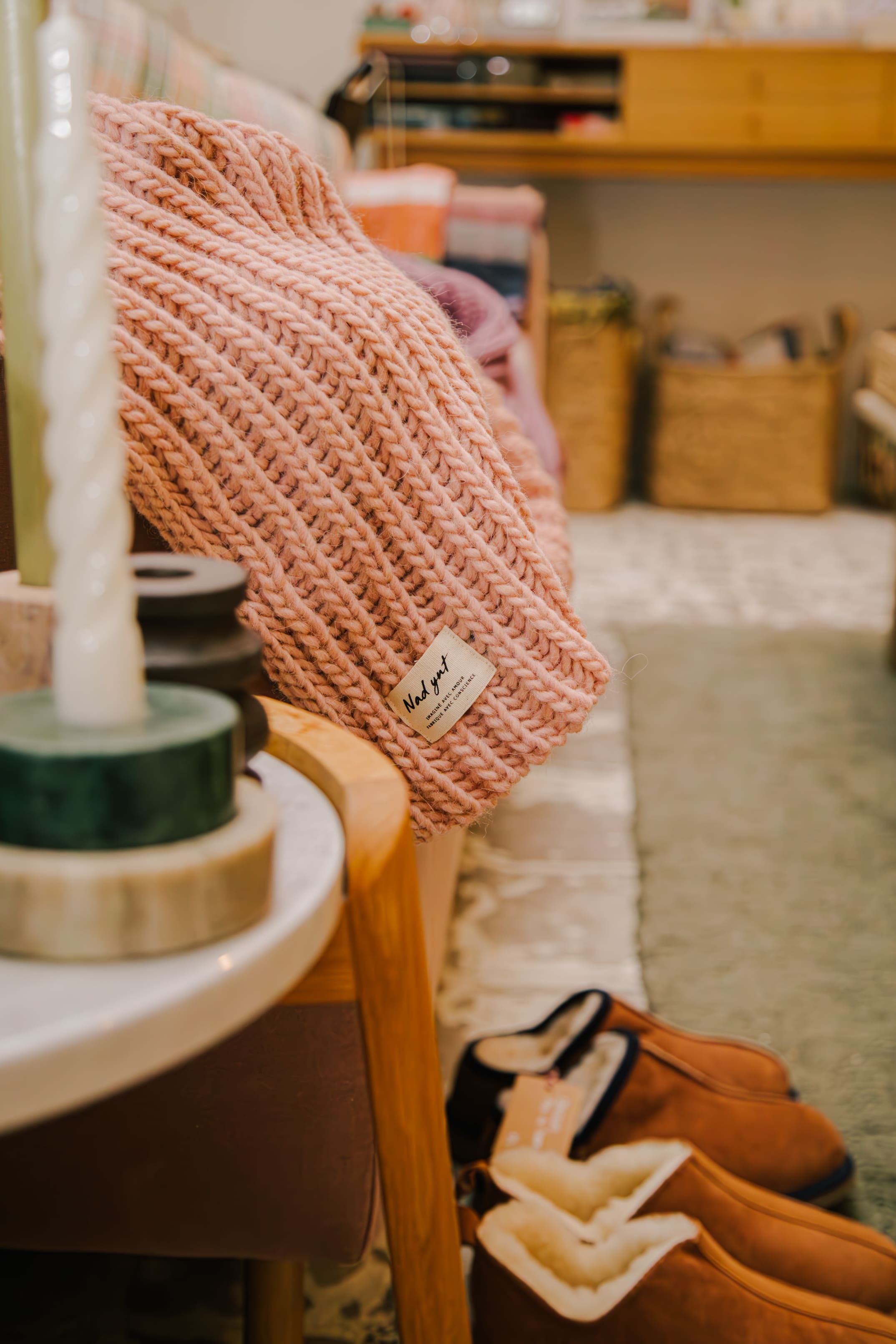 Nad Yut, Plaid en laine tressée - Nude