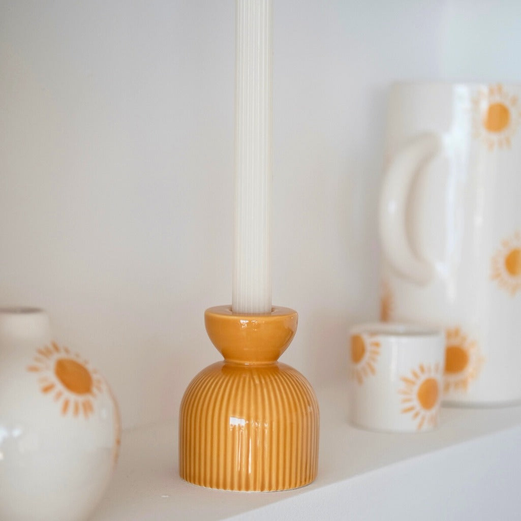 Oustao, Bougeoir en céramique - Lus Jaune