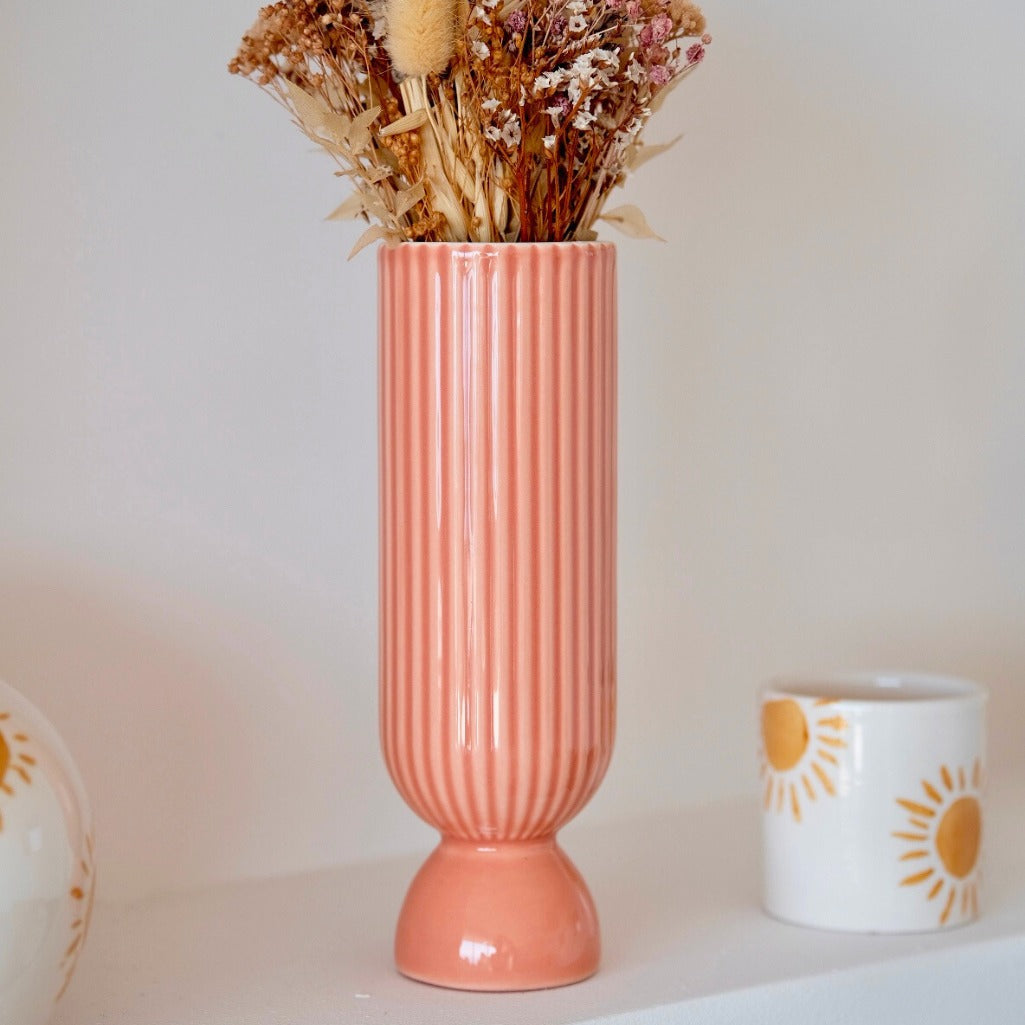 Oustao, Bougeoir en céramique M - Lus Pêche