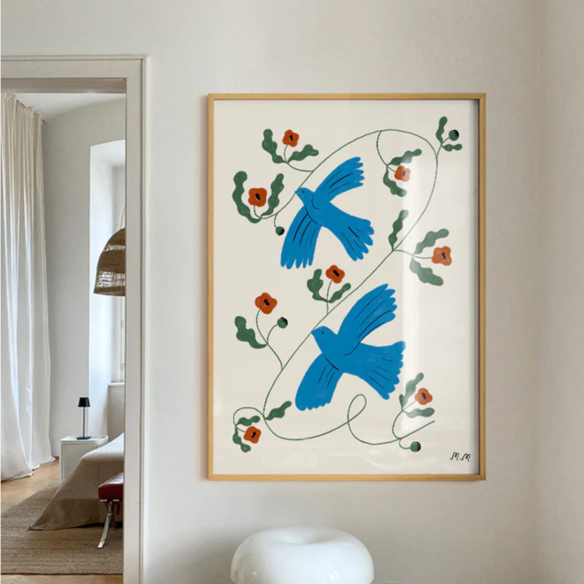 PSTR Studio, Affiche - Madelen Möllard, Blue Doves with Poppies