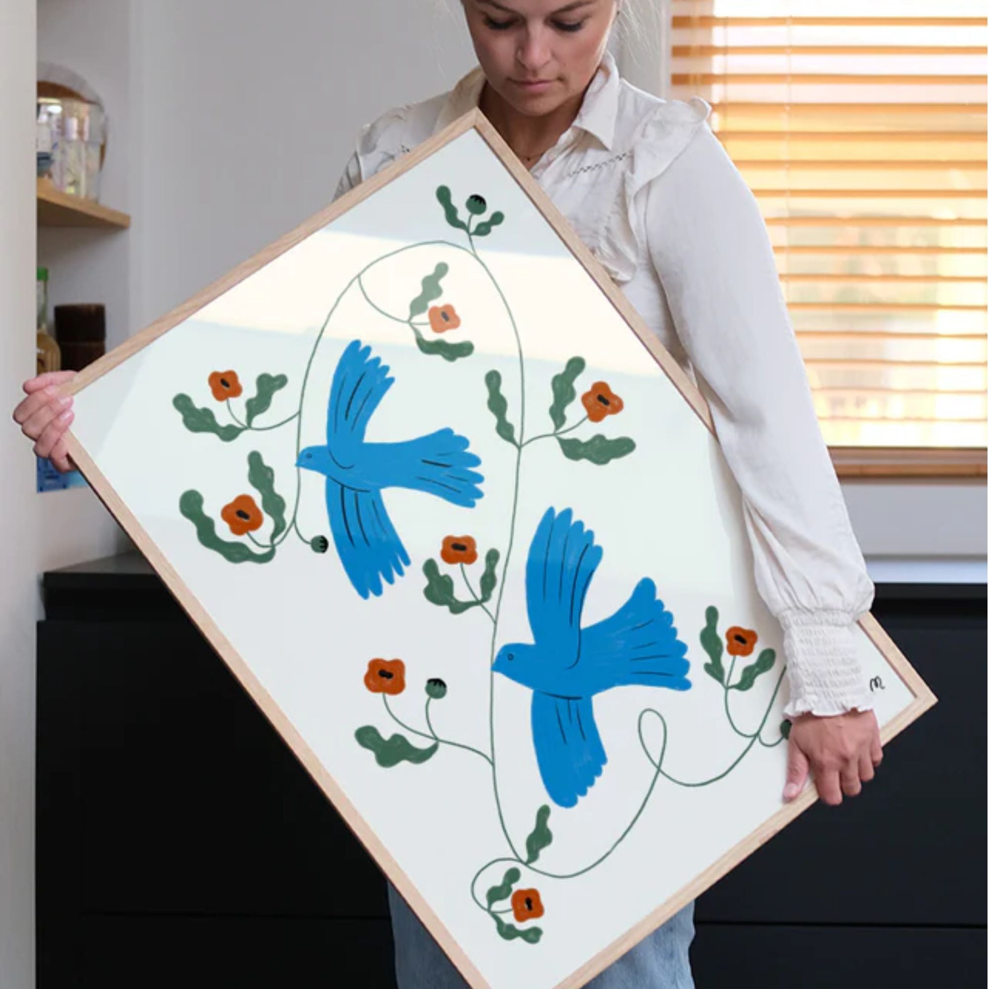 PSTR Studio, Affiche - Madelen Möllard, Blue Doves with Poppies