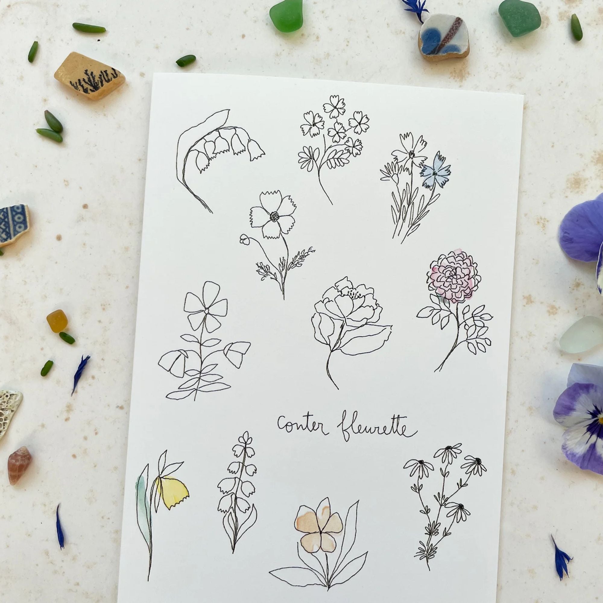 Papillonnage, Carte - Conter fleurette
