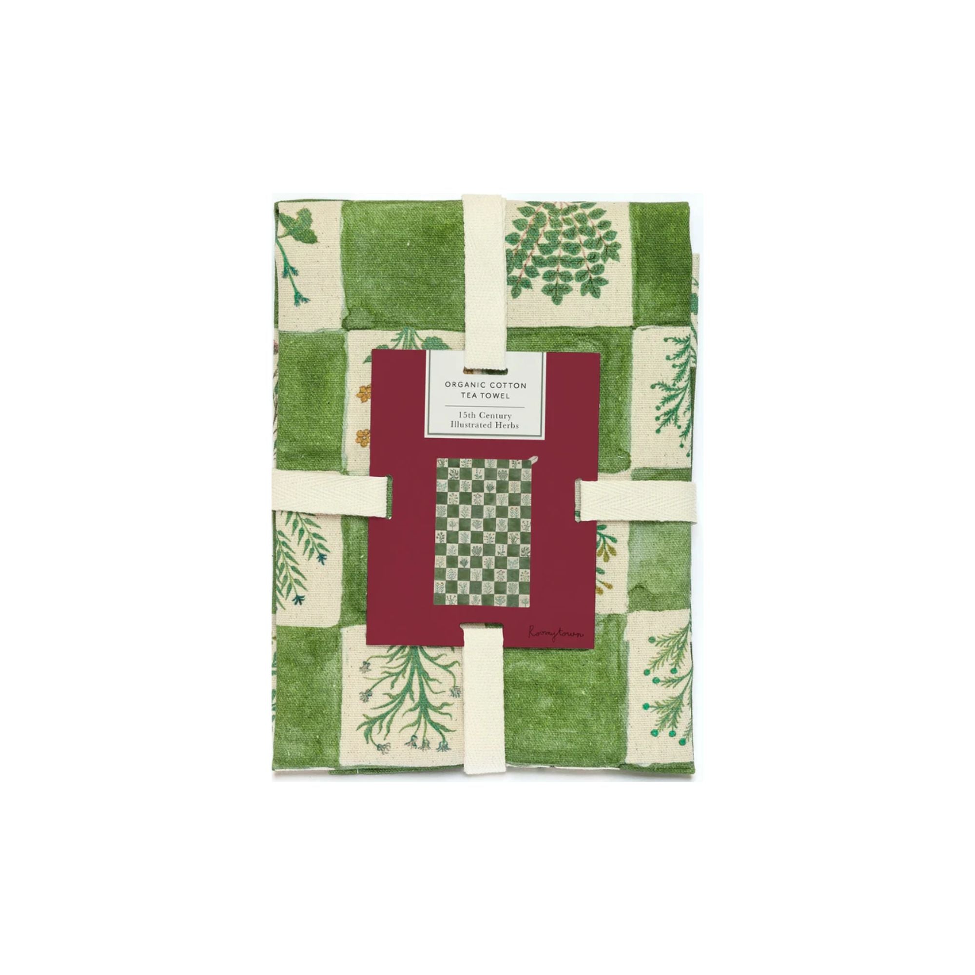 Roomytown, Torchon en coton bio - Herbes illustrées du XVe siècle