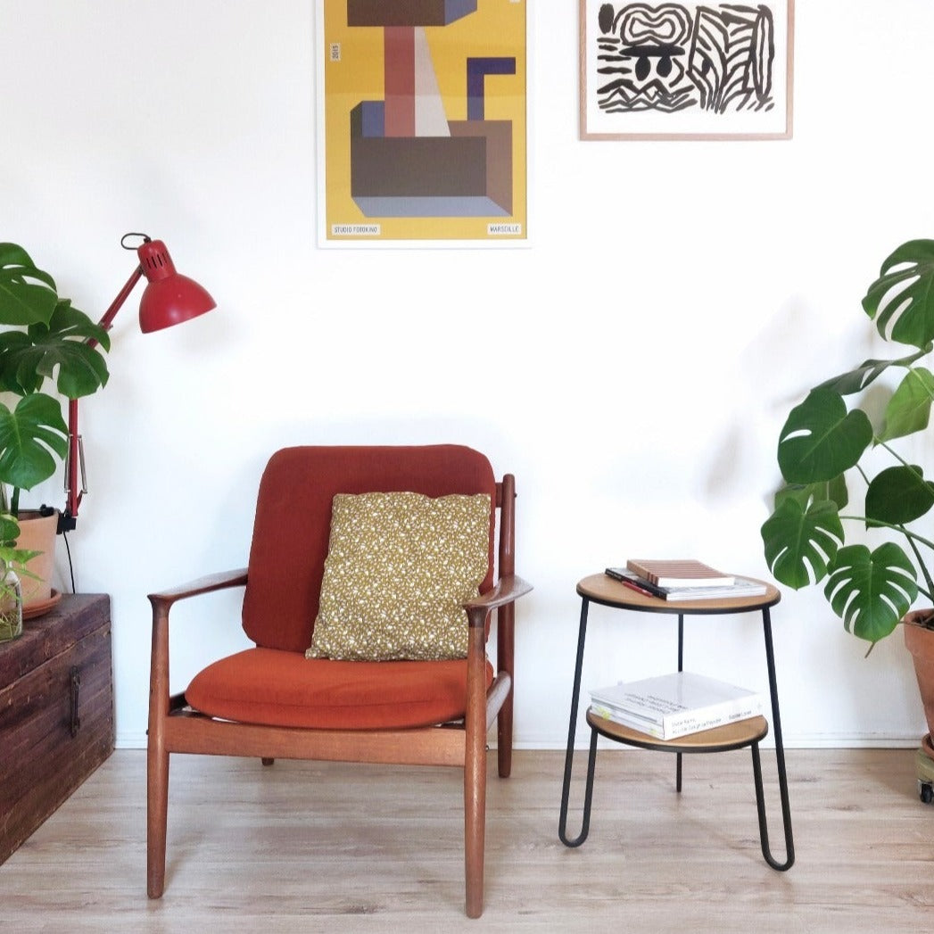 Guéridon en chêne naturel Hartô - Anatole Gris ardoise