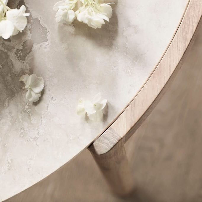 Table basse Bolia MIX - Travertin sable Ø46 cm