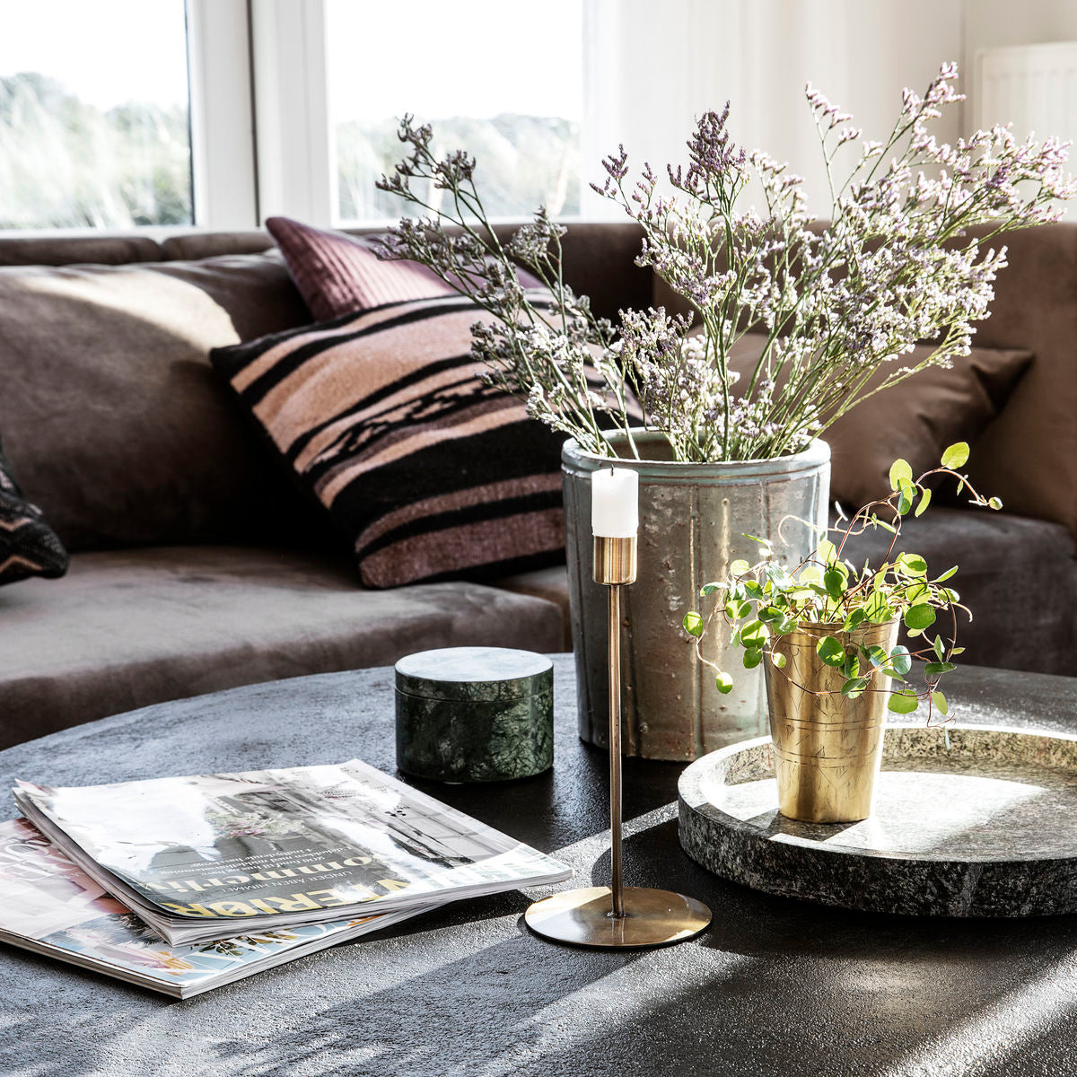 Grand Bougeoir Anit en laiton antique