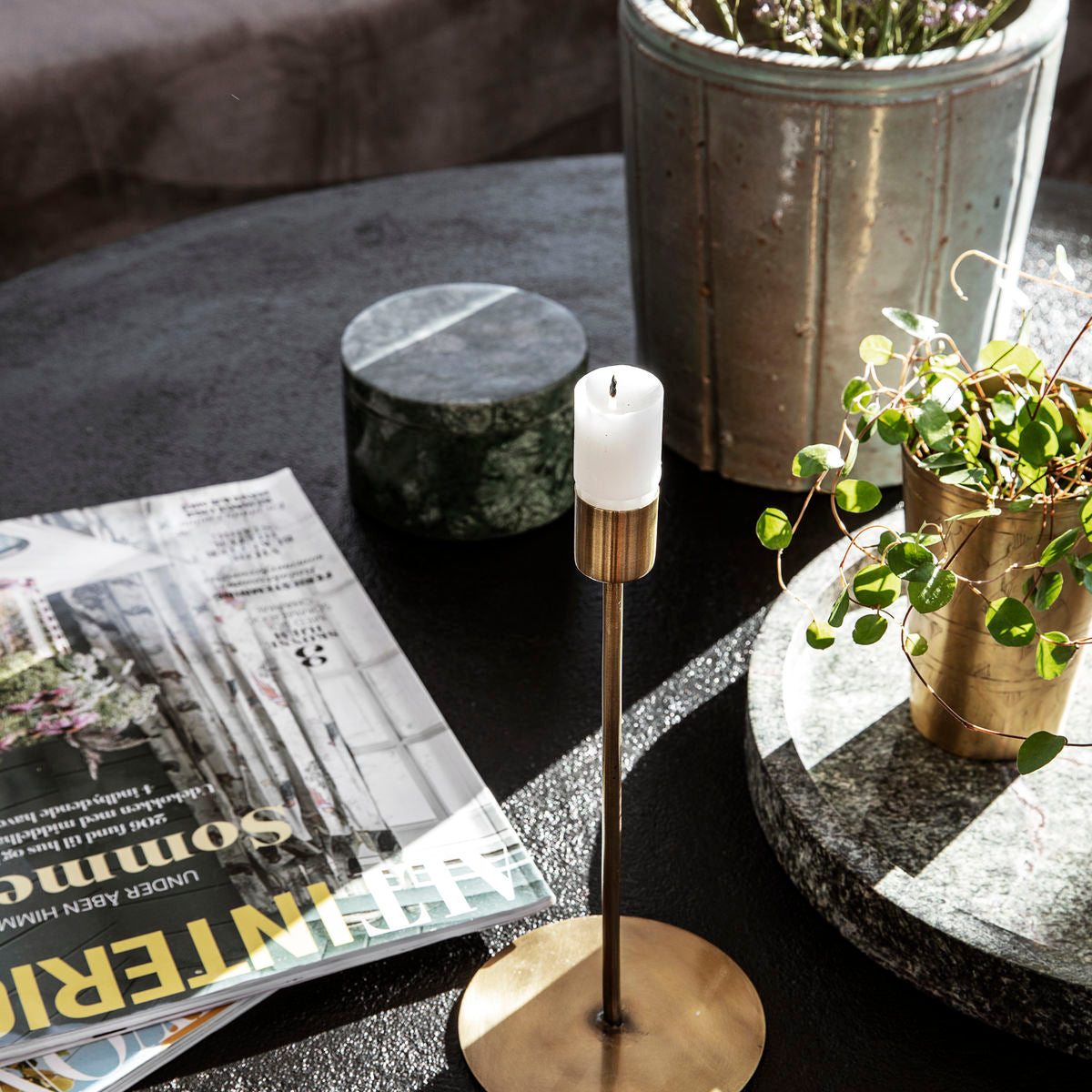 Grand Bougeoir Anit en laiton antique