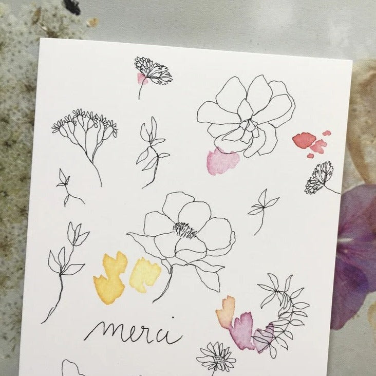 Carte Papillonnage - Merci (Églantine)