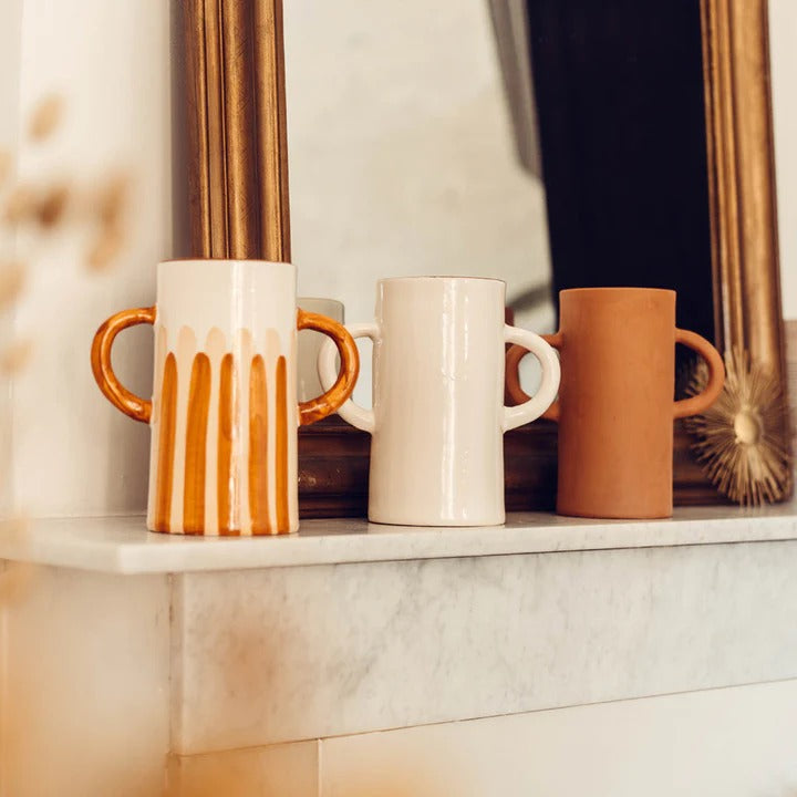 Vase avec anses en céramique Oustao - Mediterranea Uni blanc