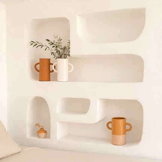 Vase avec anses en céramique Oustao - Mediterranea Uni blanc