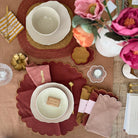 Tomète, Lot de 2 sets de table ronds festonnés en lin - Tomette