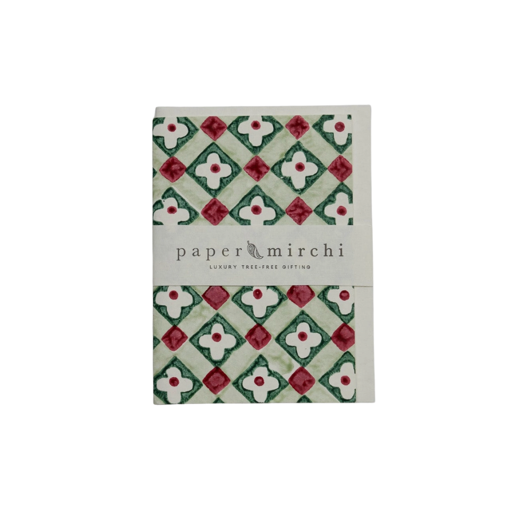 Paper Mirchi, Carte - Carreaux floraux sauge