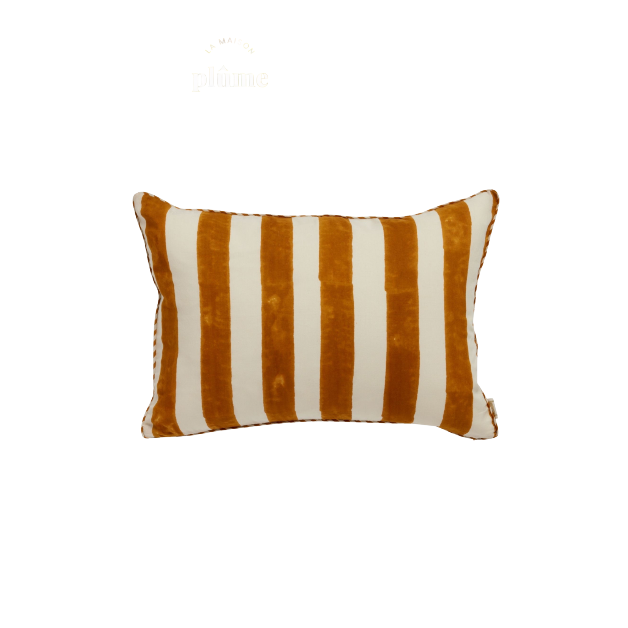 Bonheur du jour, Housse de coussin 50x35 - Rayures Caramel