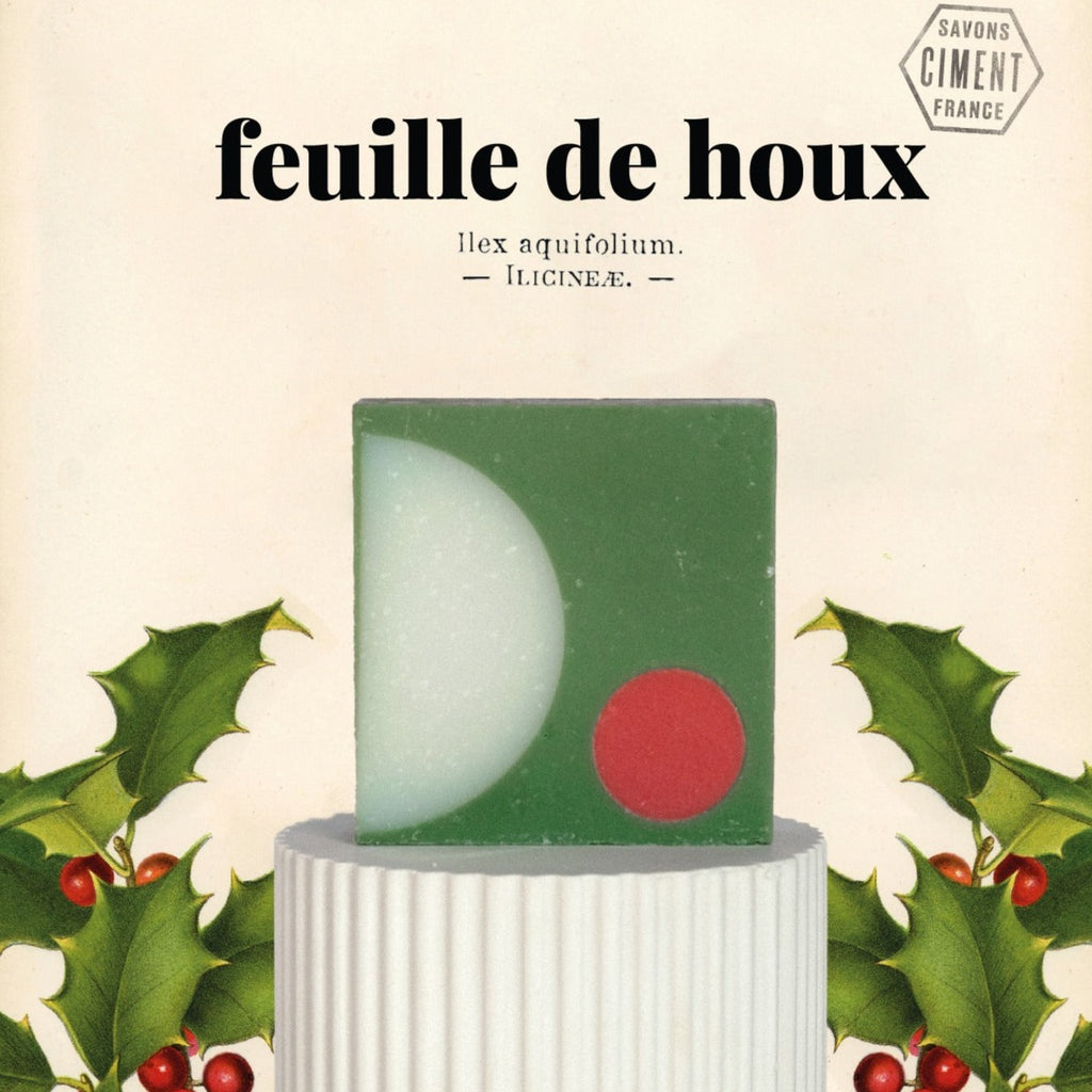 Savon de Noël Ciment Paris - Feuille de houx | Bois de citronnier 