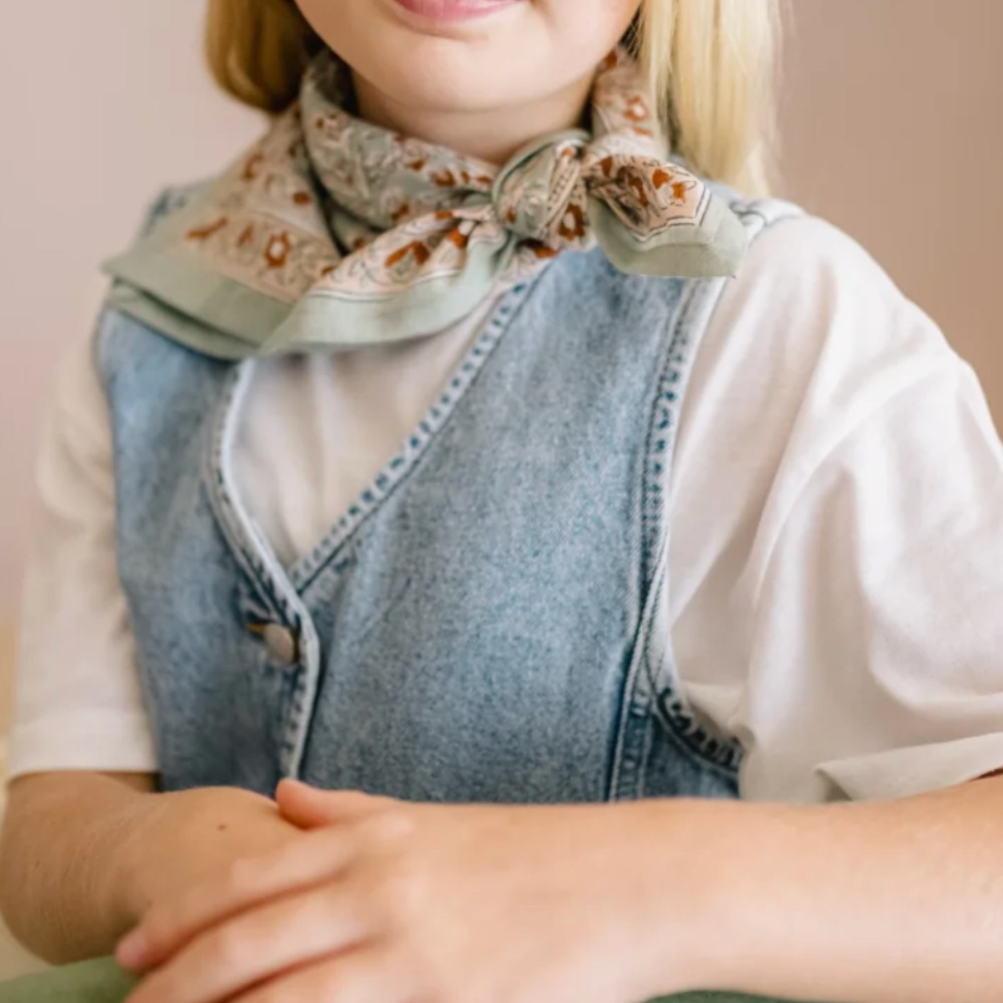 Bindi Atelier, Petit Foulard Indien - Sarika Matcha