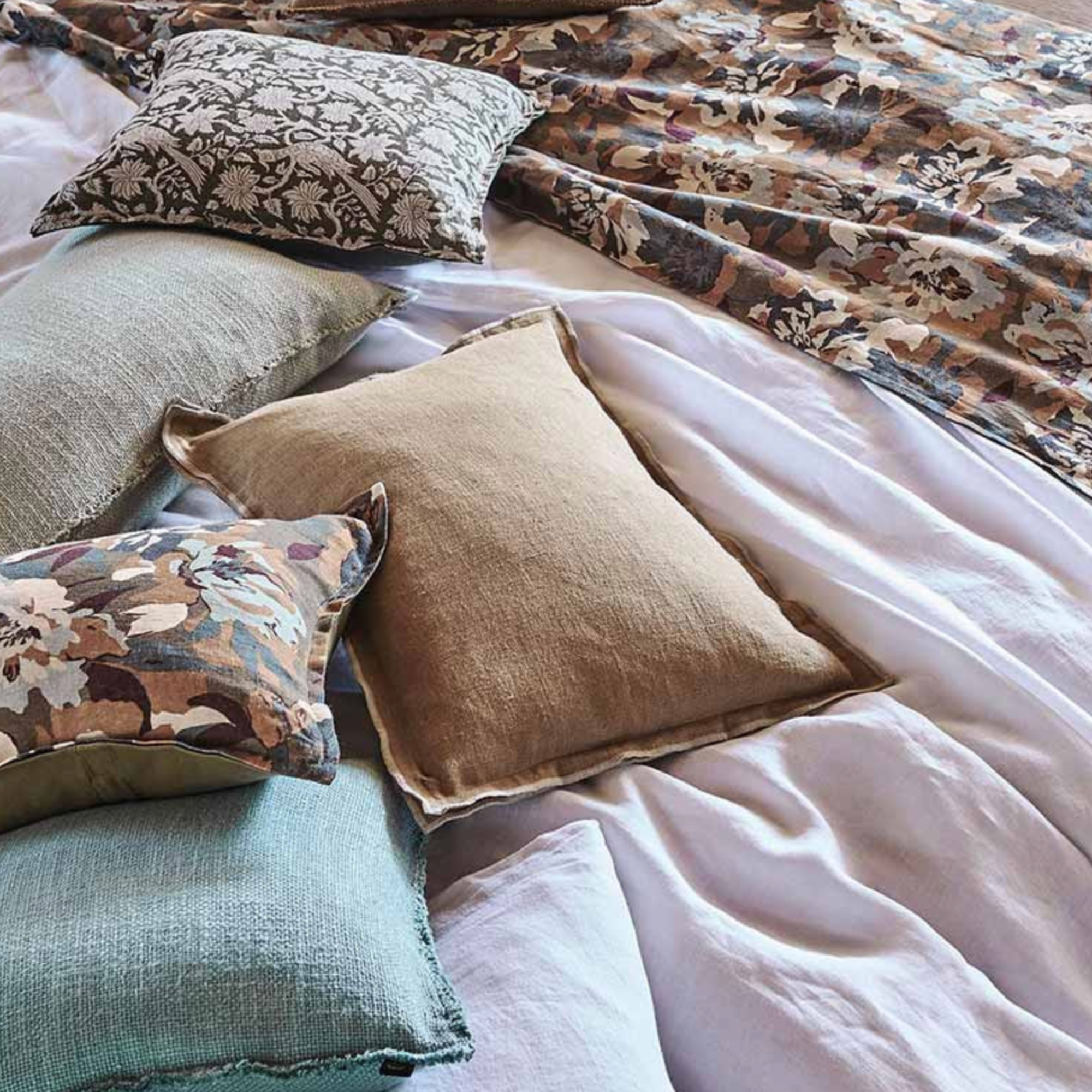 Haomy, Housse de coussin - Seoni Tabac - Carré 45 x 45 cm