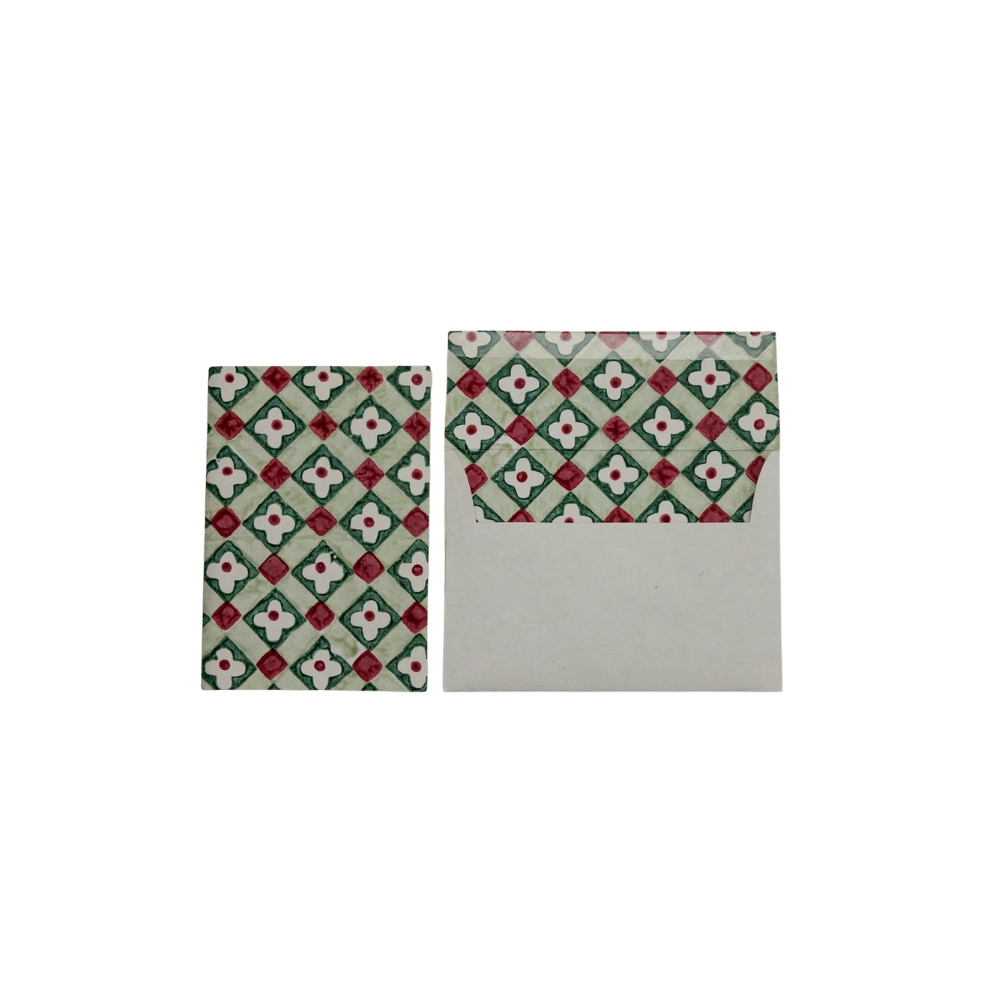 Paper Mirchi, Carte - Carreaux floraux sauge