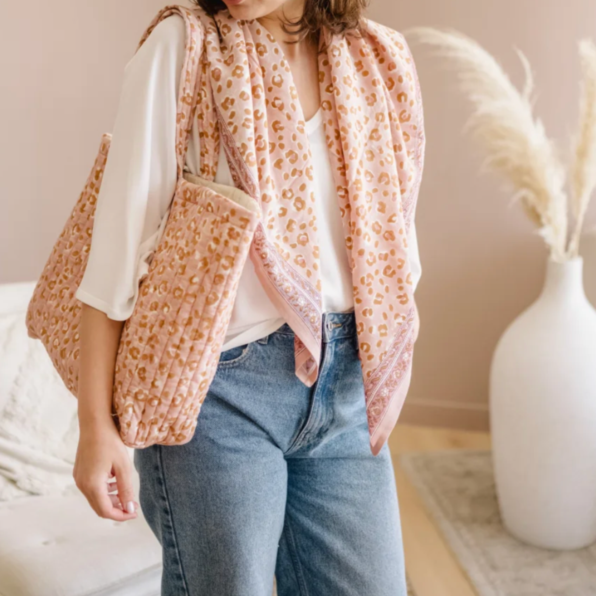 Bindi Atelier, Grand Foulard Indien - Bengal Blush