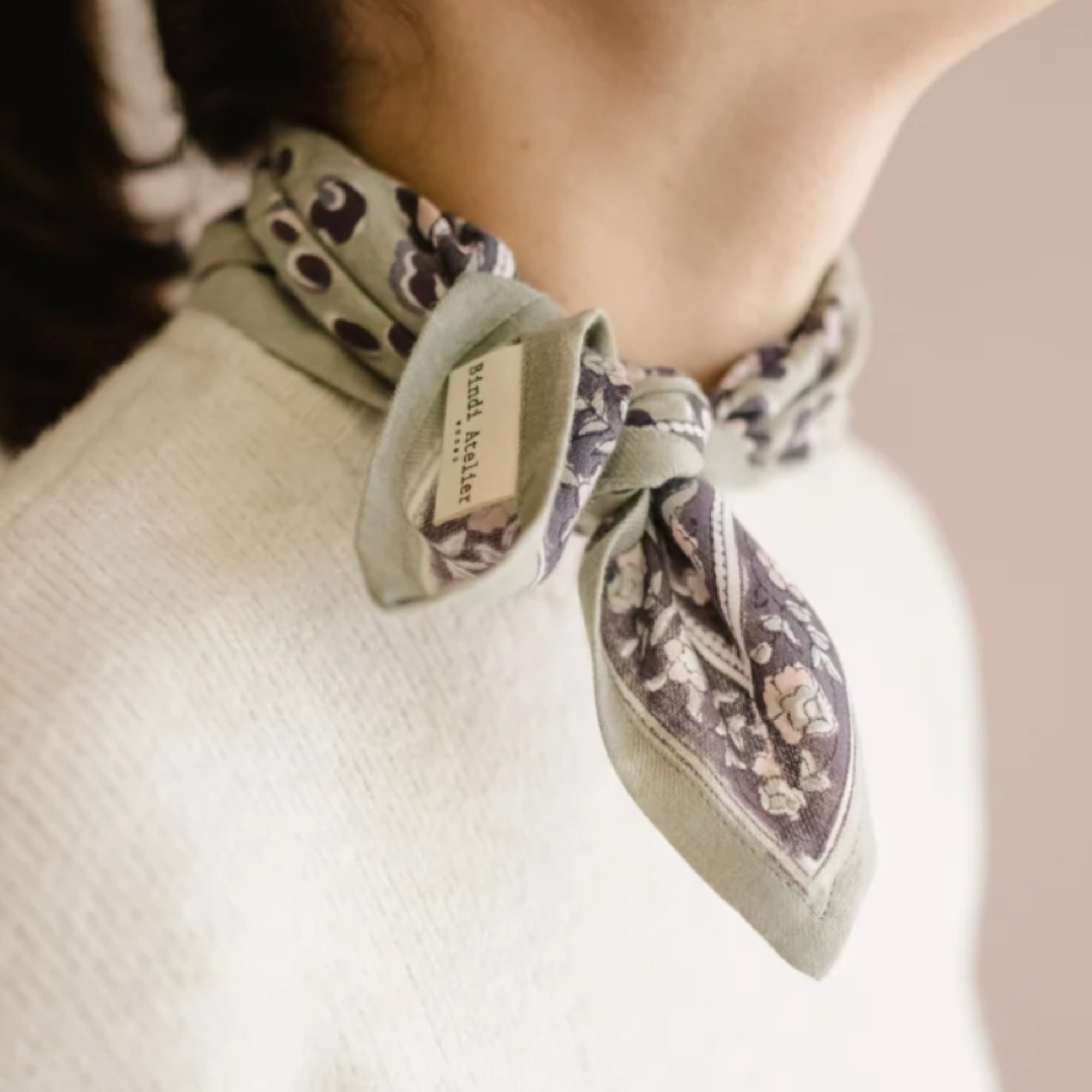 Bindi Atelier, Petit Foulard Indien - Bengal Tilleul