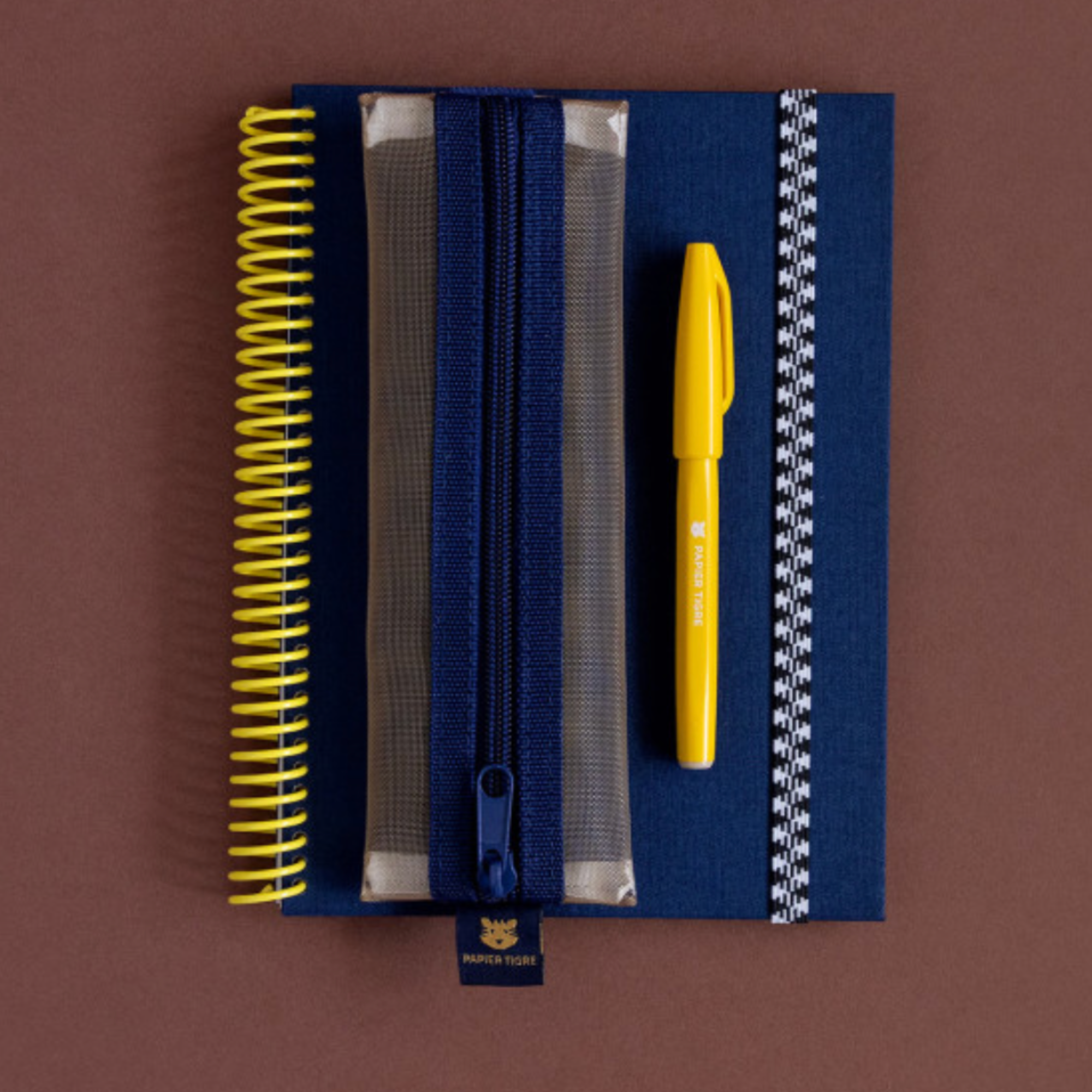 Papier Tigre, Trousse Kito - Bleu & Camel