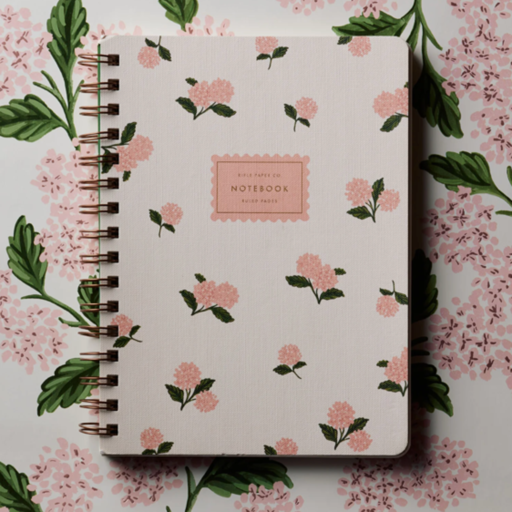 Rifle Paper Co, Carnet à spirale - Hortensia rose