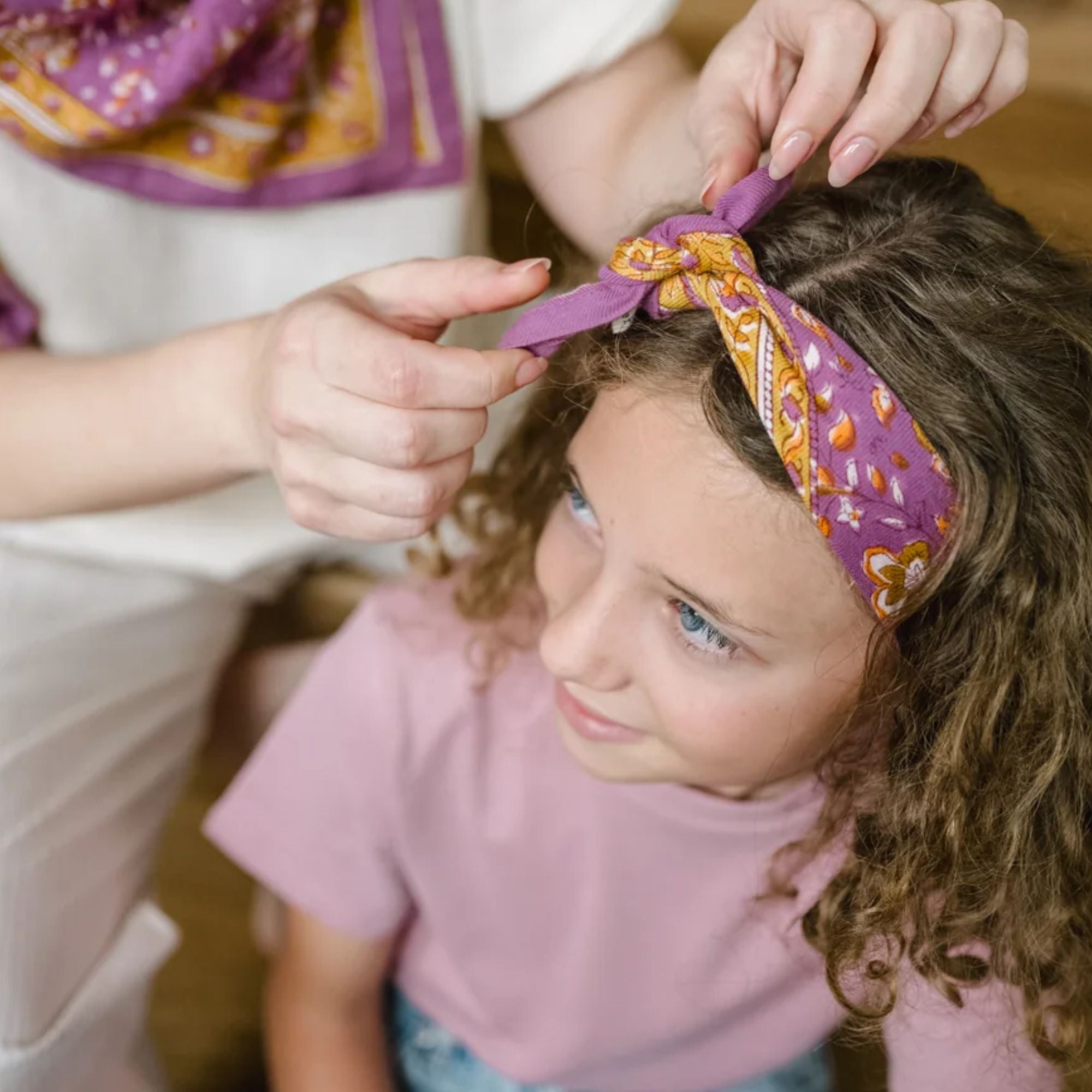 Bindi Atelier, Petit Foulard Indien - Folk Story Pink