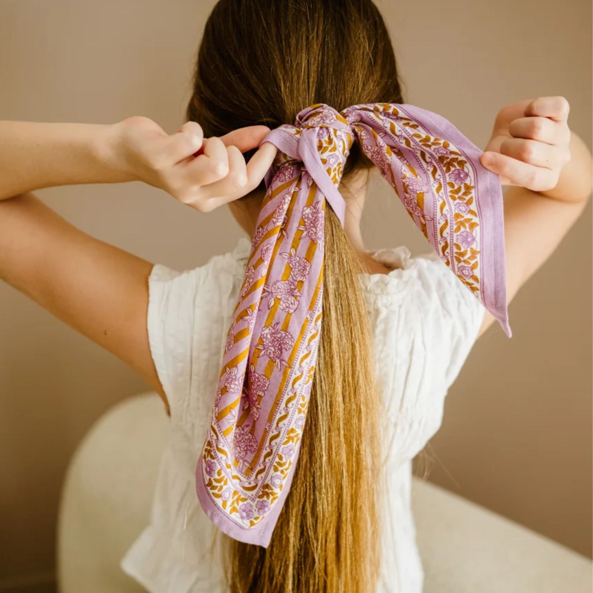 Bindi Atelier, Petit Foulard Indien - Mona Parme