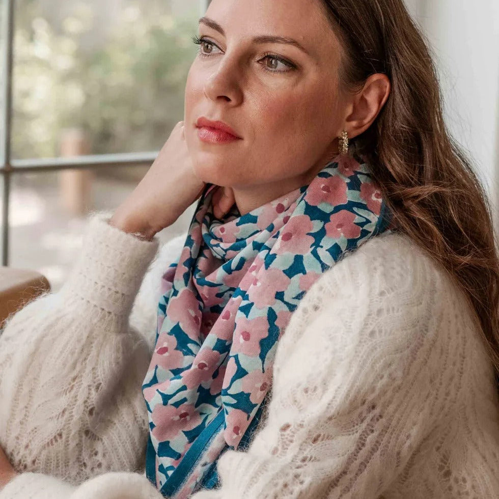 Bindi Atelier, Grand Foulard Indien - Posy Opale