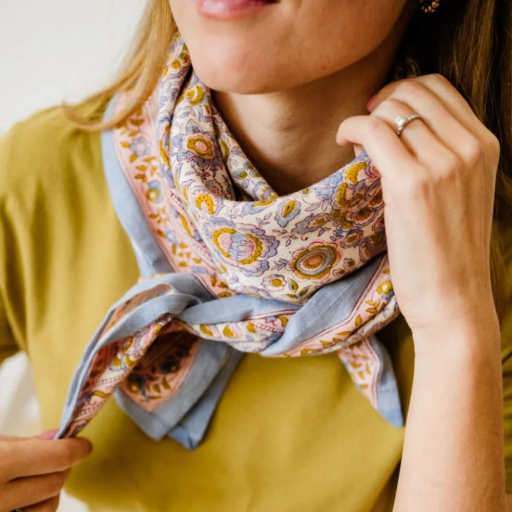 Bindi Atelier, Grand Foulard Indien - Garda Bleuet