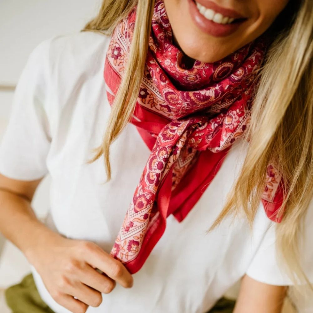Bindi Atelier, Grand Foulard Indien - Garda Framboise