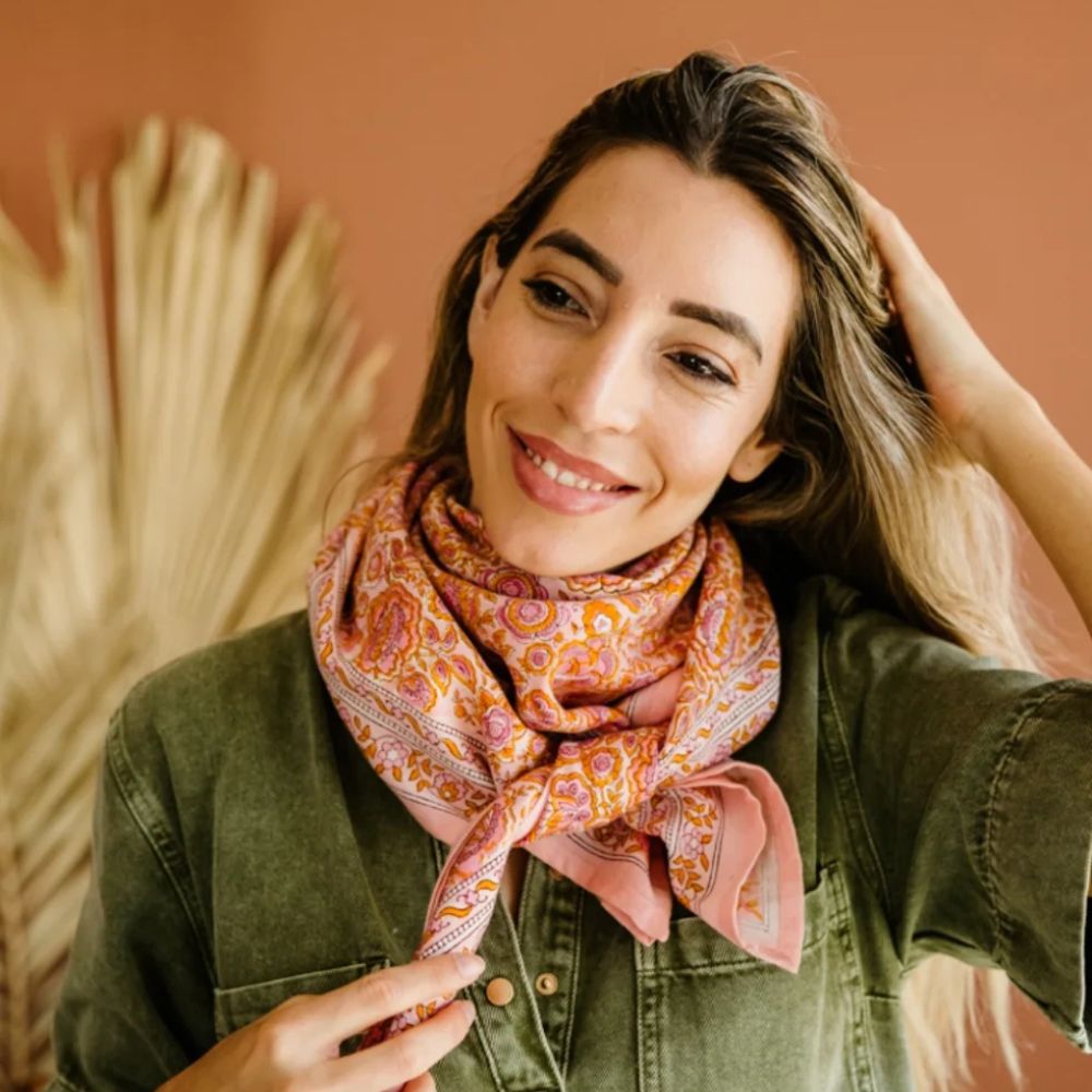 Bindi Atelier, Grand Foulard Indien - Garda Pop Pink