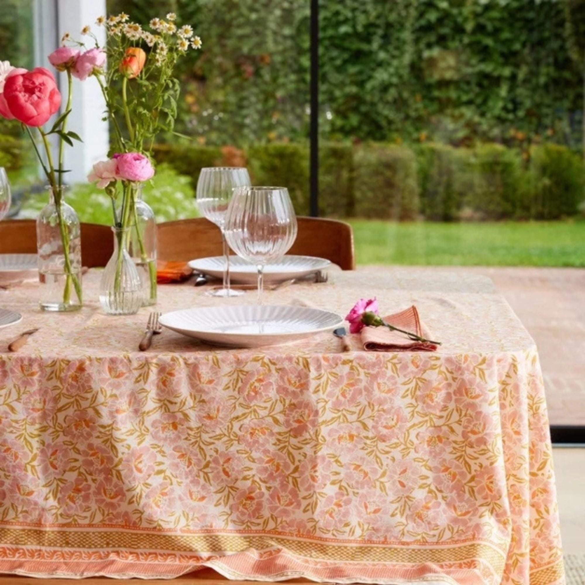 Bonheur du jour, Nappe rectangle 170x250 - Petunia Rose