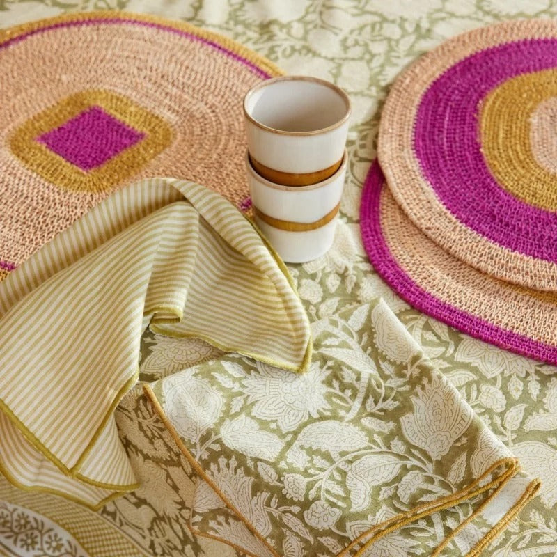  Bonheur du jour, Set de table en jonc de mer - Mada  Maïs Rose