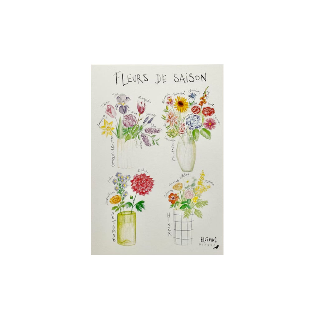 Ellimac Pinson , Grande carte A5 "Fleurs de Saison" 