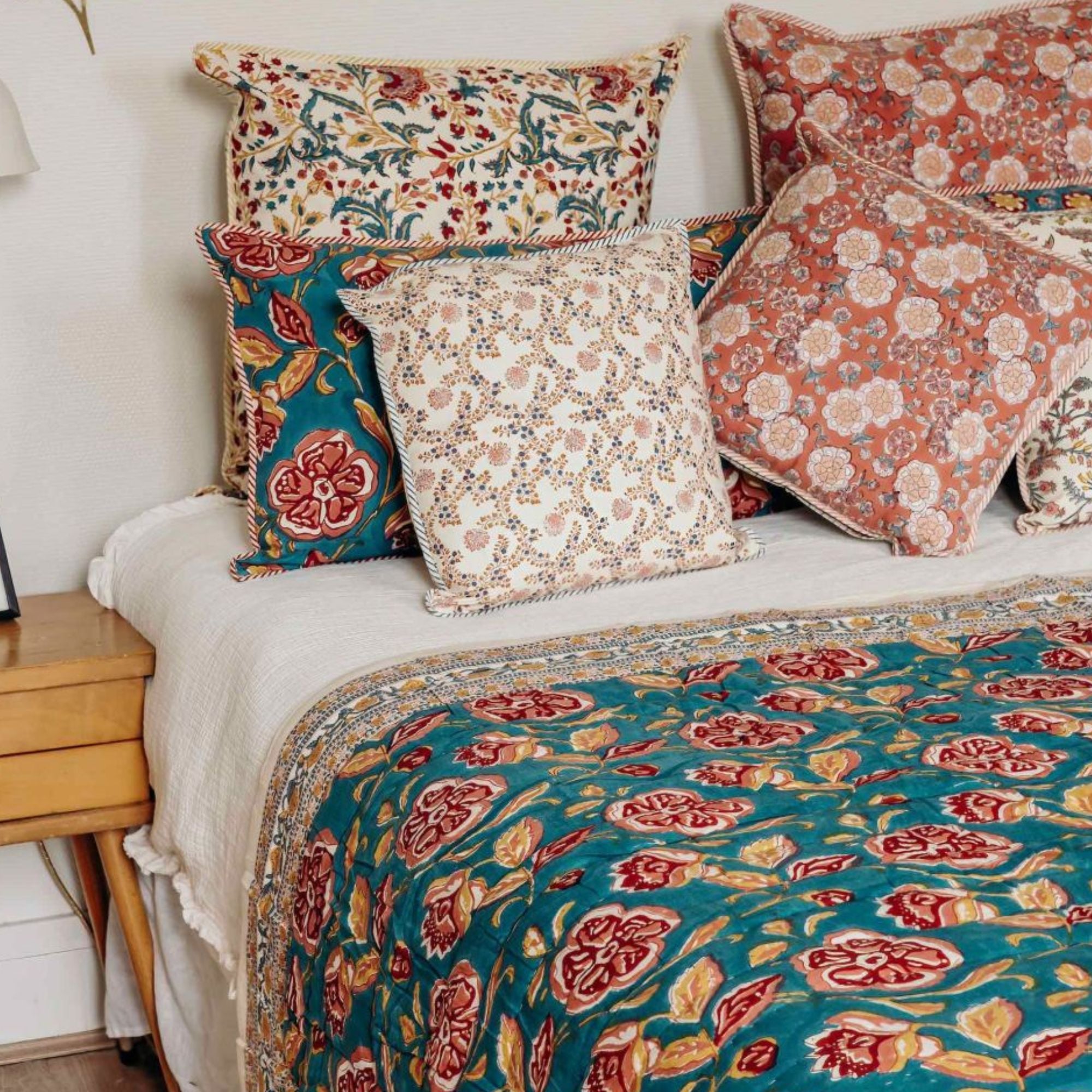 Jamini Design, Housse de coussin 40x40- Dalia Coral