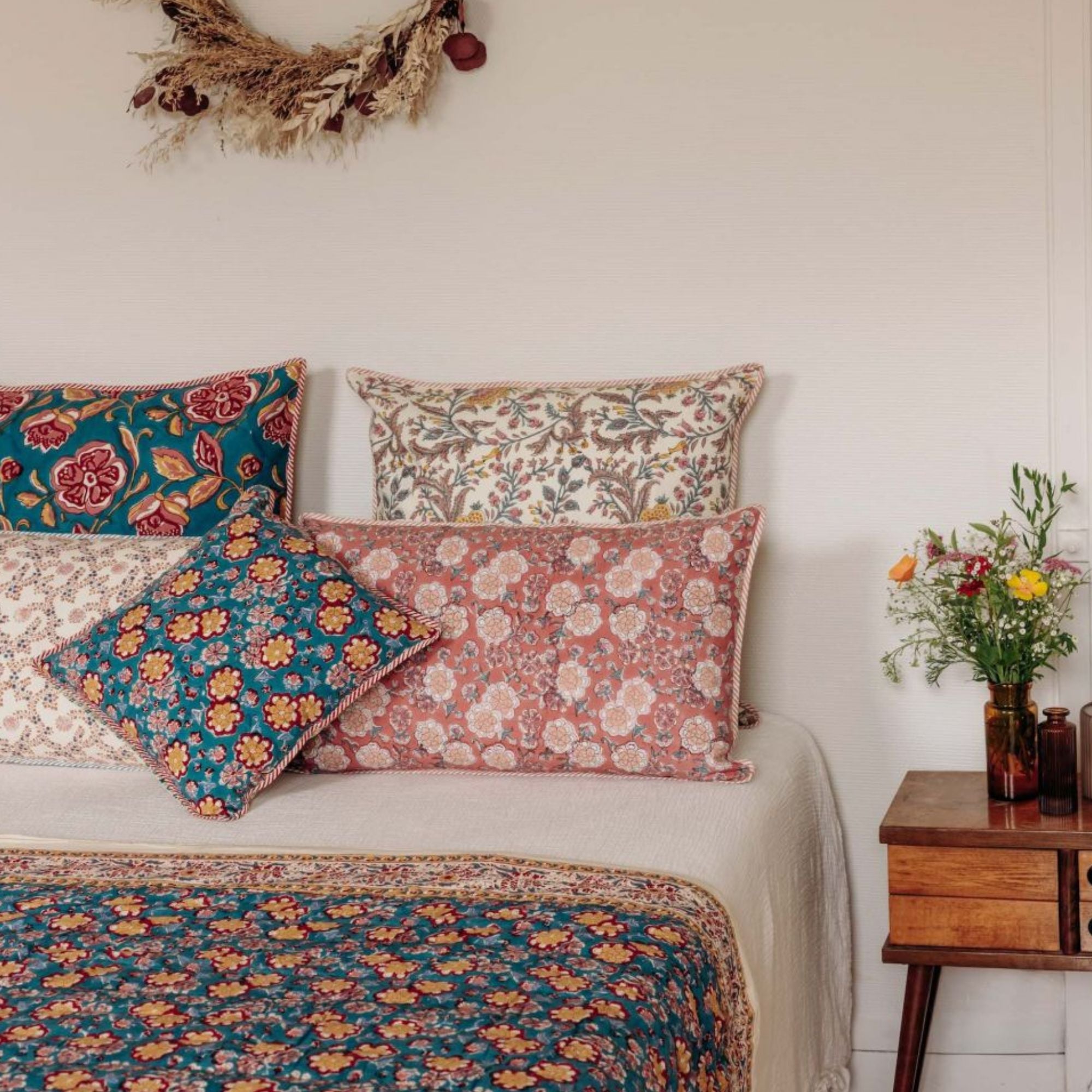 Jamini Design, Housse de coussin - Dalia Pin - Carré 40x40