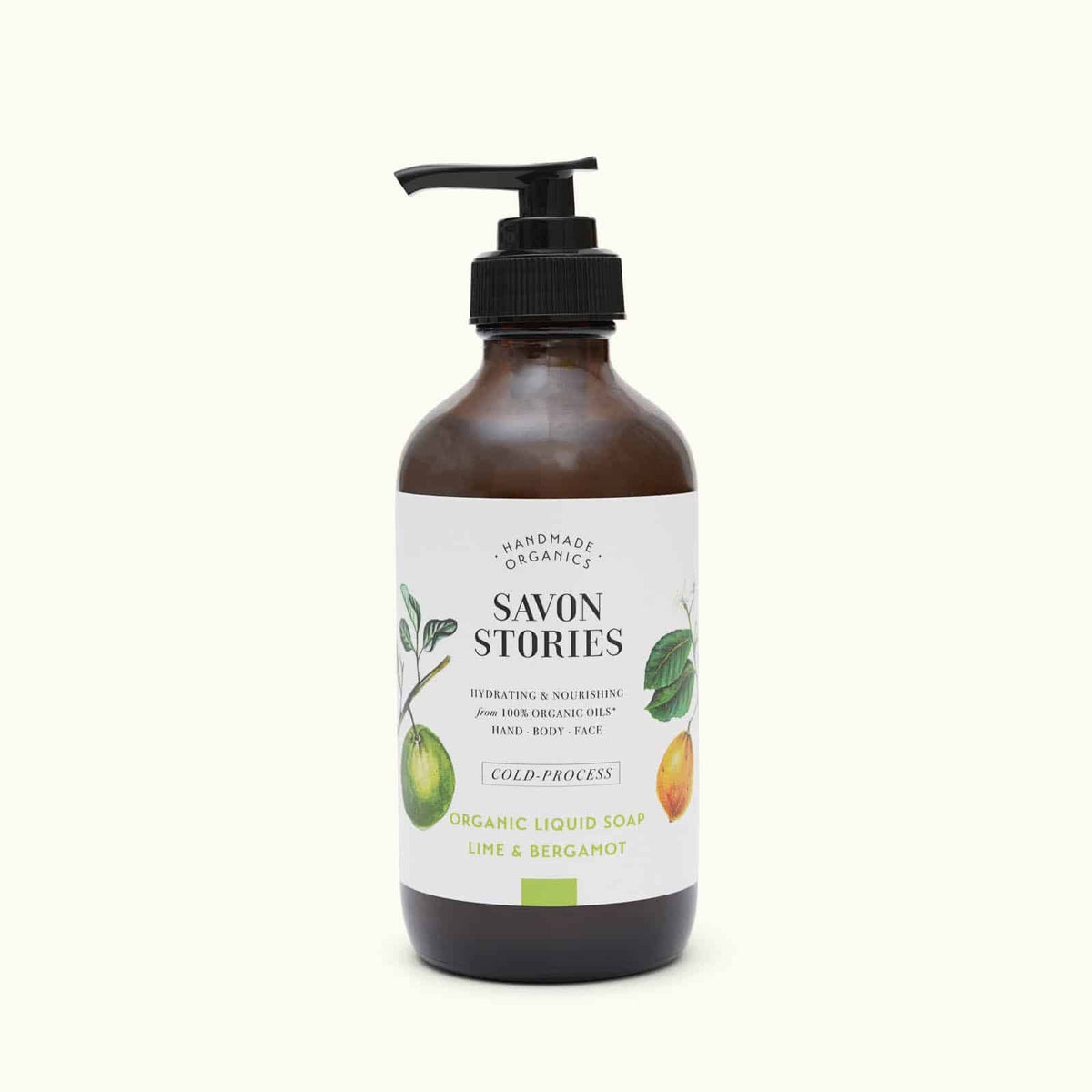 Savon Stories, Savon liquide bio à froid - Citron Vert et Bergamote