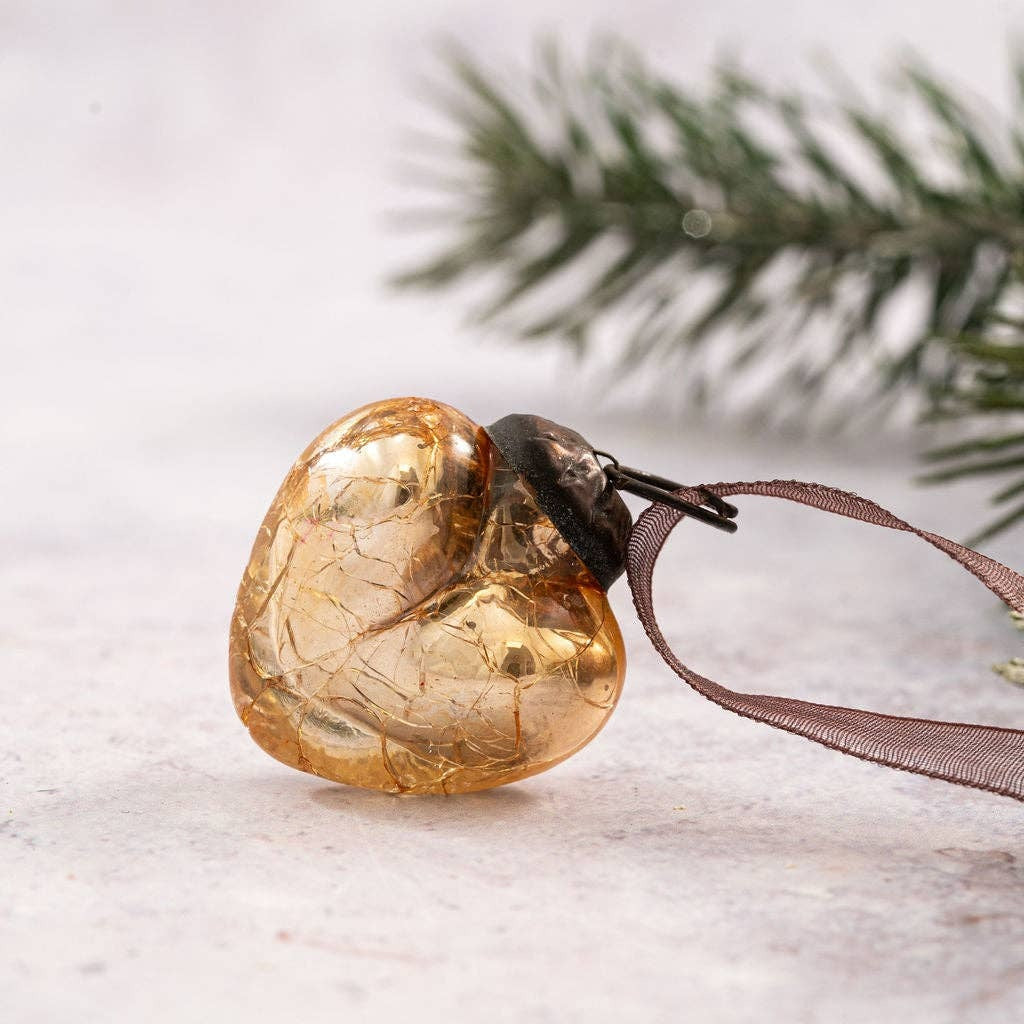 L'atelier de Noël, Coeur de Noël en verre craquelé - Mauve