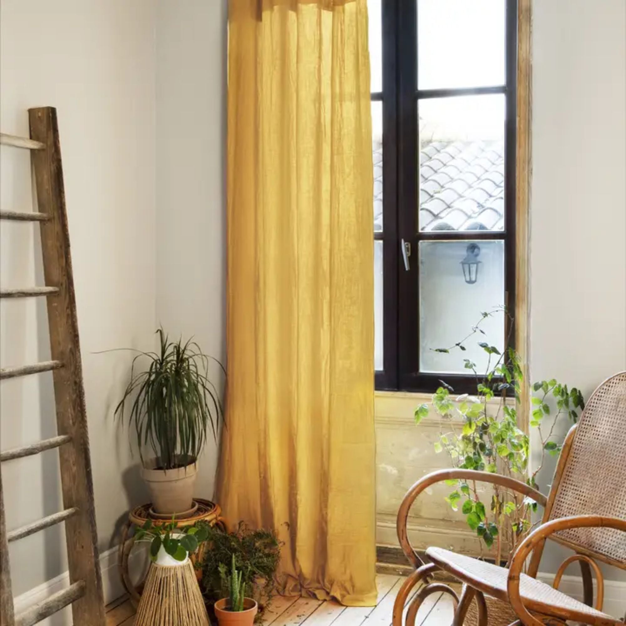 L'effet Papillon, Rideau en gaze de coton 140x300 cm - Safran