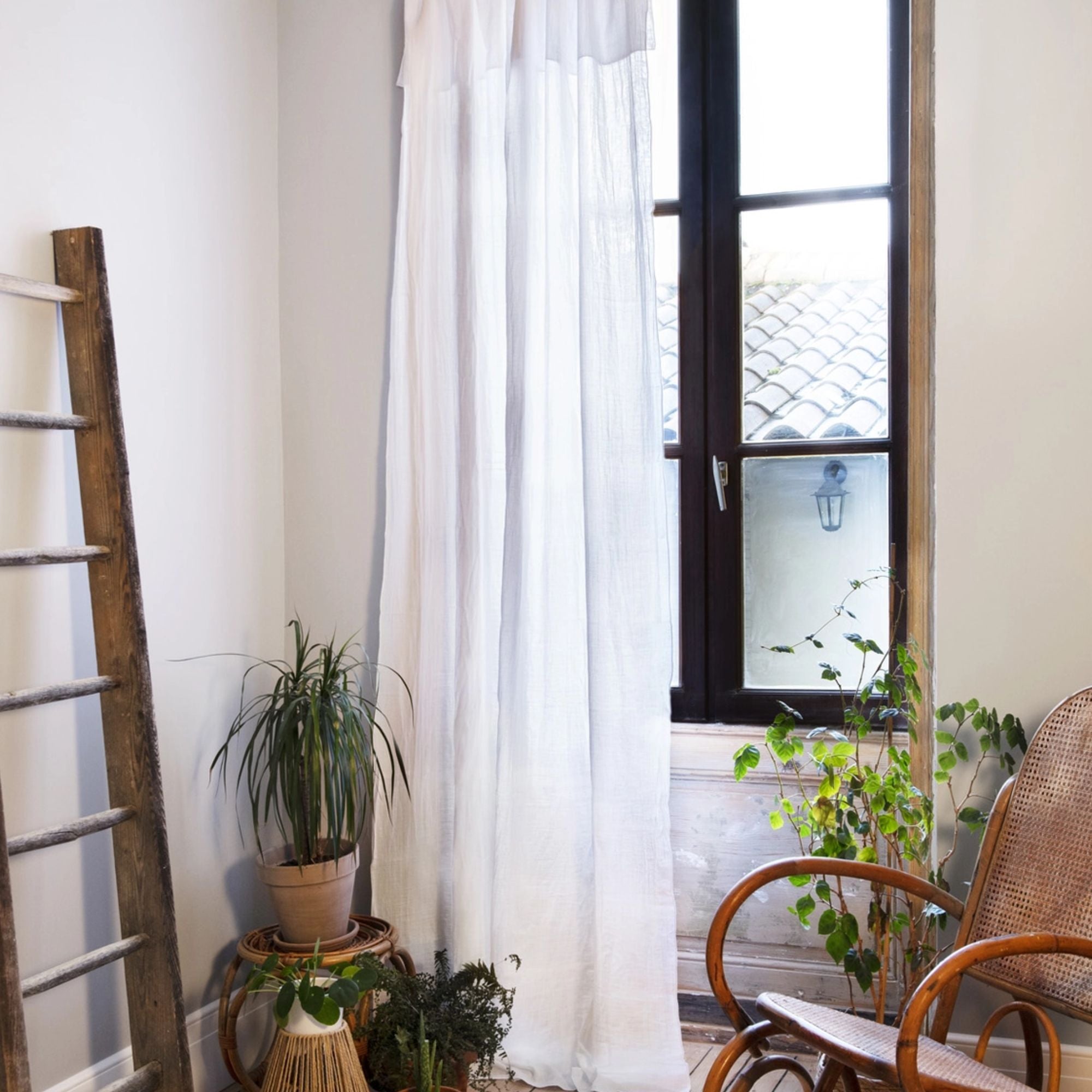 L'effet Papillon, Rideau en gaze de coton 140x300 cm - Blanc