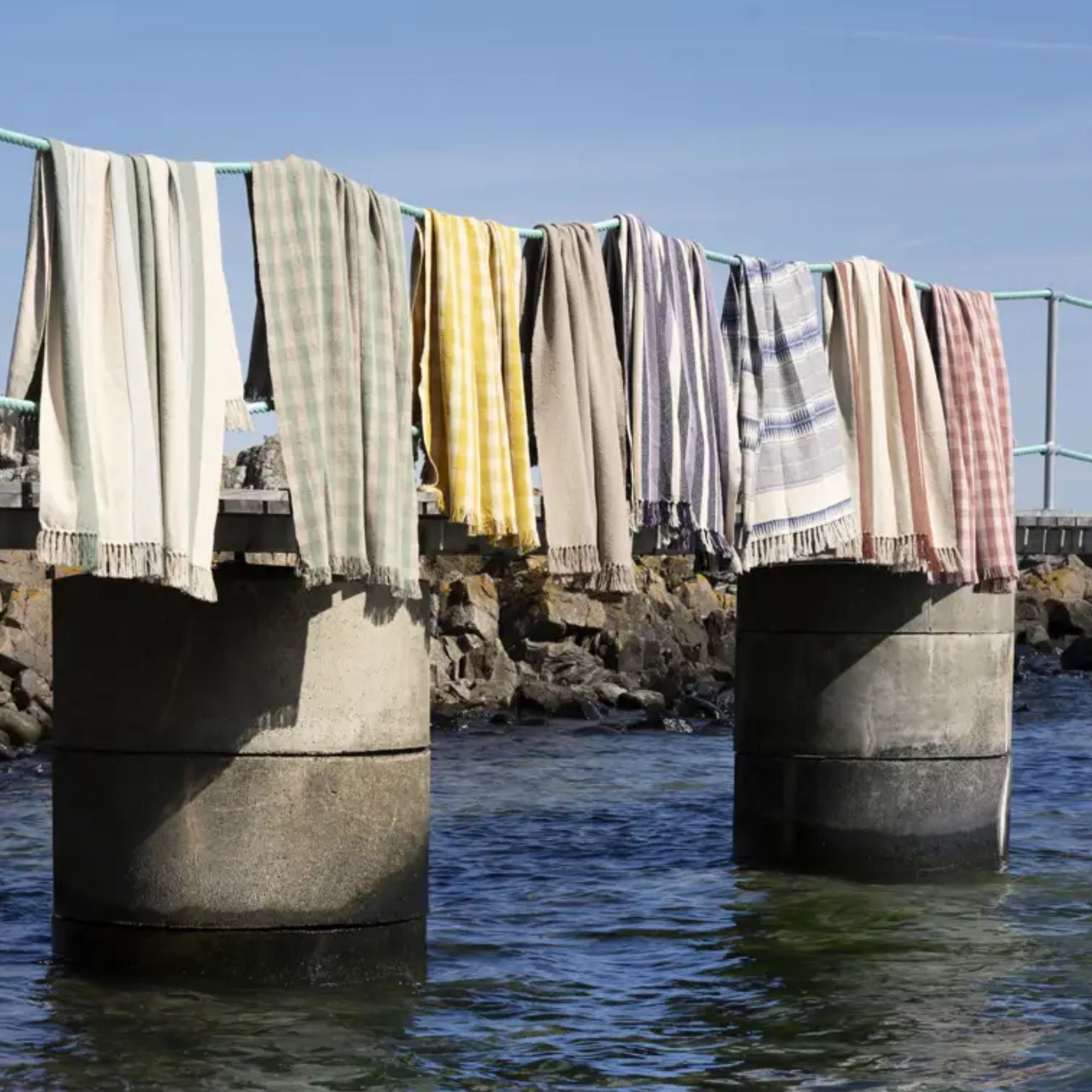 Madam Stoltz, Plaid en coton recyclé - Vichy Vert