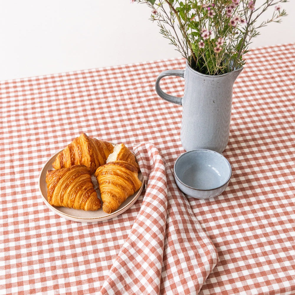 Magic Linen, Nappe en lin 150x250 - Vichy Clay