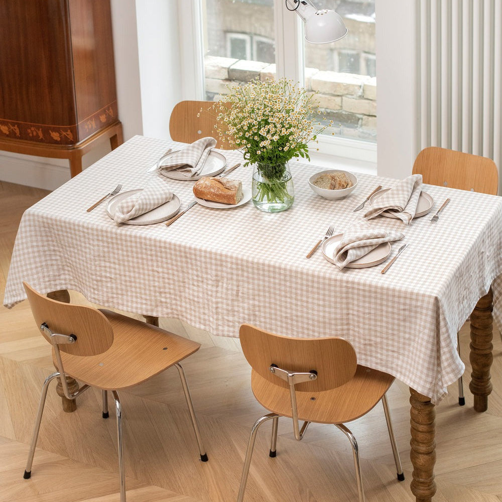 Magic Linen, Nappe en lin 150x250 - Vichy Naturel

