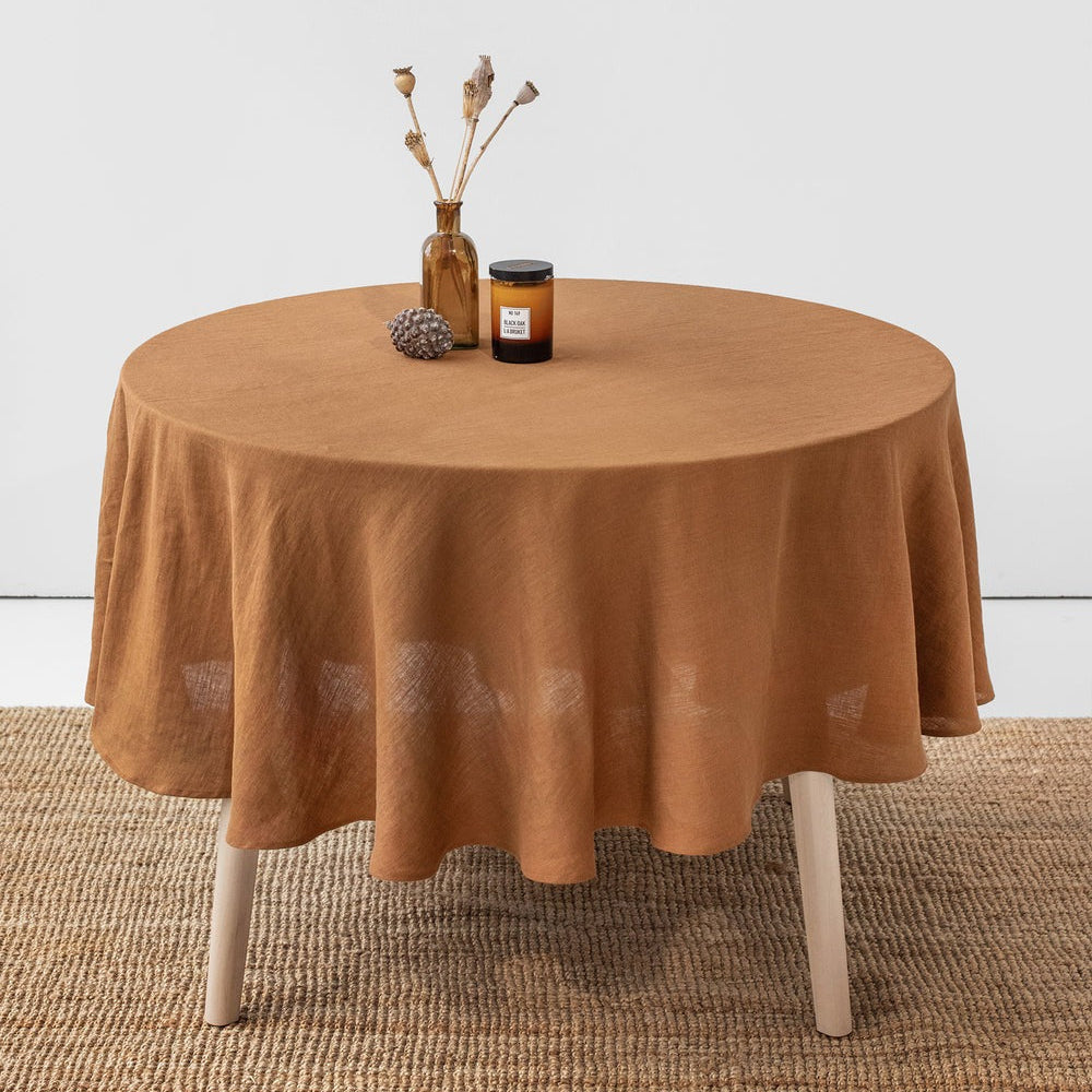 Magic Linen, Nappe ronde en lin - Cinnamon