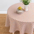 Magic Linen, Nappe ronde en lin - Vichy Cinnamon