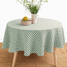Magic Linen, Nappe ronde en lin - Vichy Forest Green